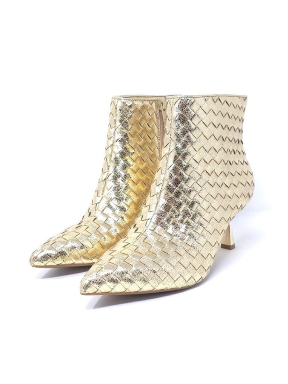 INC International Concepts Ankle Boots Raisiep Gold Woven Size 6.5 M